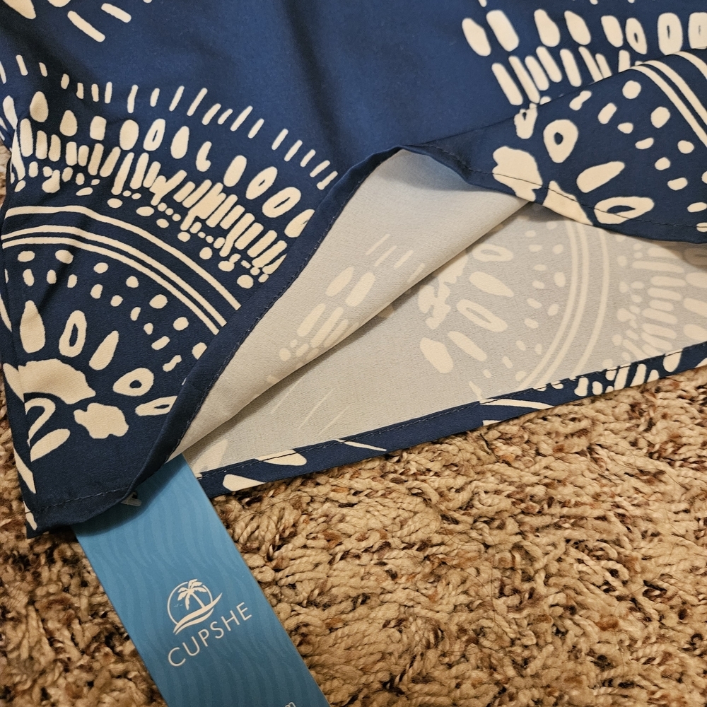 Cupshe Blue and Cream Wide Leg Pants - Picture 11 of 12